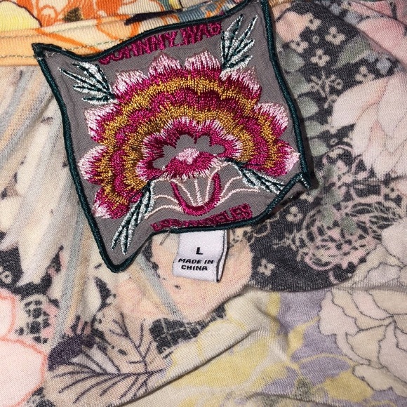 Johnny Was turquoise green Millay floral print top size large - Picture 4 of 7